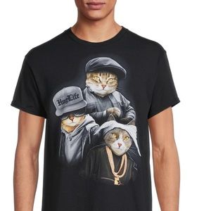Men's Cat Trio Graphic Tee with Short Sleeves (unisex)